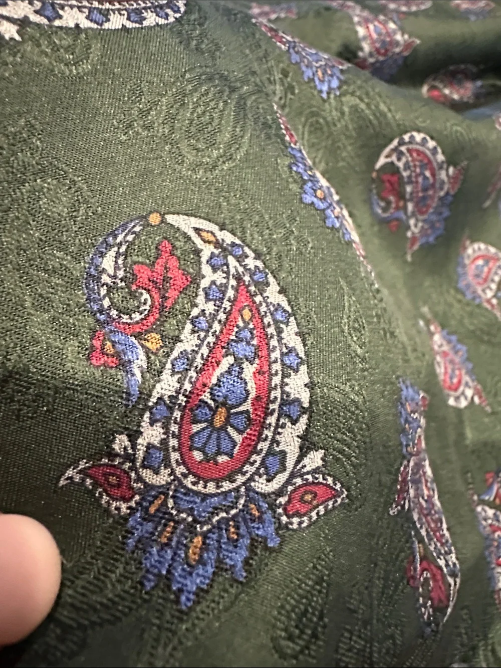 100% silk Paisley Print Silk Scarf in Forest Green